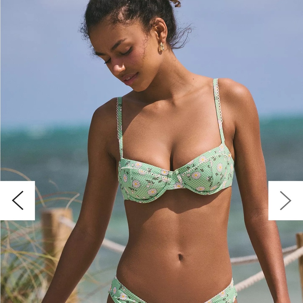 Urban Outfitters Green Floral Bikini